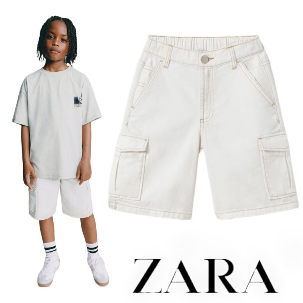 ZARA Kids | Cream | DENIM CARGO SHORTS